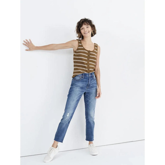 Madewell High Rise Slim Boyjean Dover Wash Raw Hemmed Edition - Picture 1 of 8